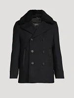 Cole Wool Double-Breasted Jacket With Shearling Collar