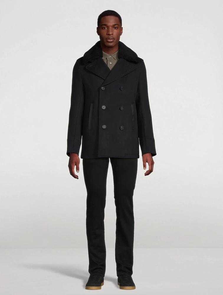 Cole Wool Double-Breasted Jacket With Shearling Collar