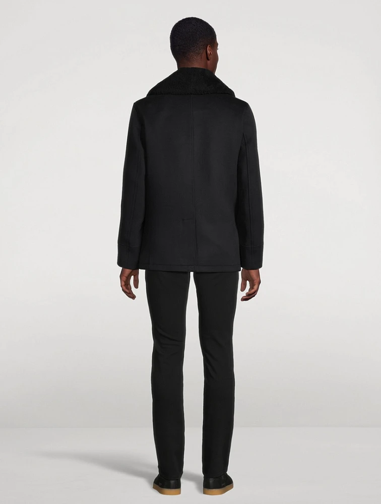 Cole Wool Double-Breasted Jacket With Shearling Collar