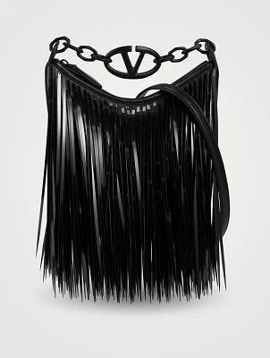 Mini VLogo Moon Fringe Leather Shoulder Bag