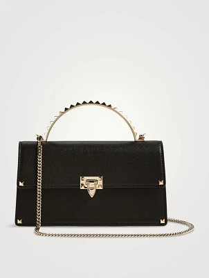 Mini Rockstud Leather Top Handle Bag