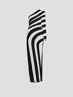 Asymmetrical Striped Knit Maxi Dress