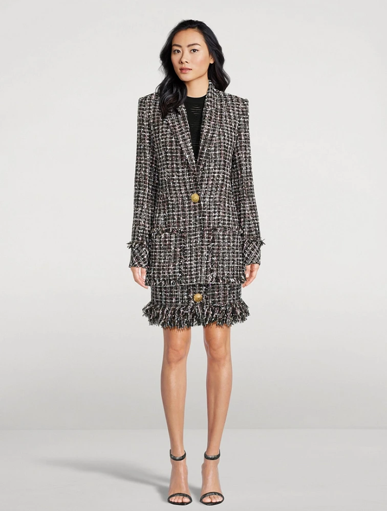 Fringed Tweed Blazer
