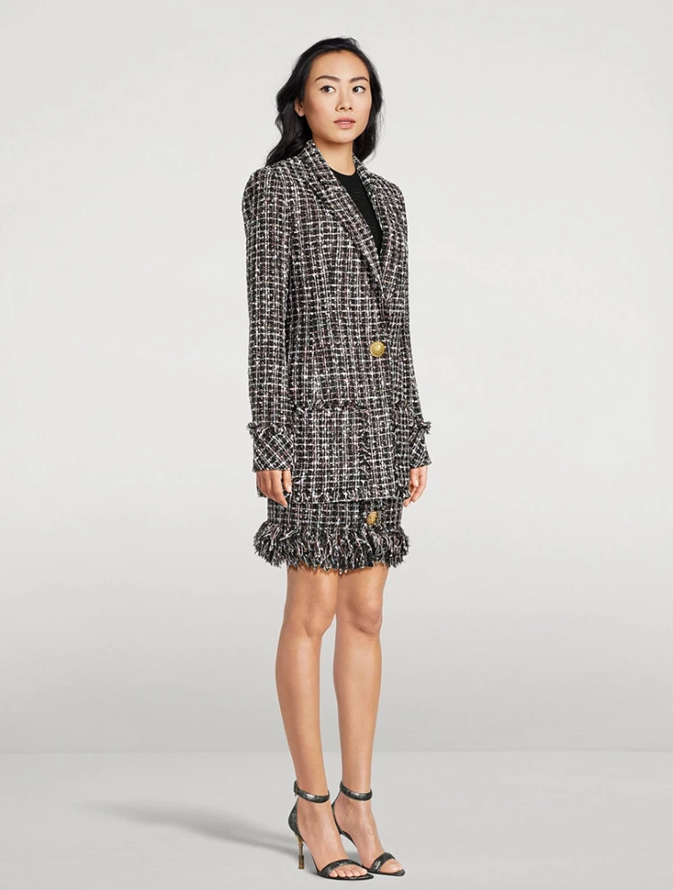Fringed Tweed Blazer