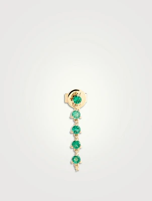14K Gold Multi Emerald Chain Stud Earring