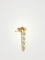 14K Gold Multi Emerald Chain Stud Earring