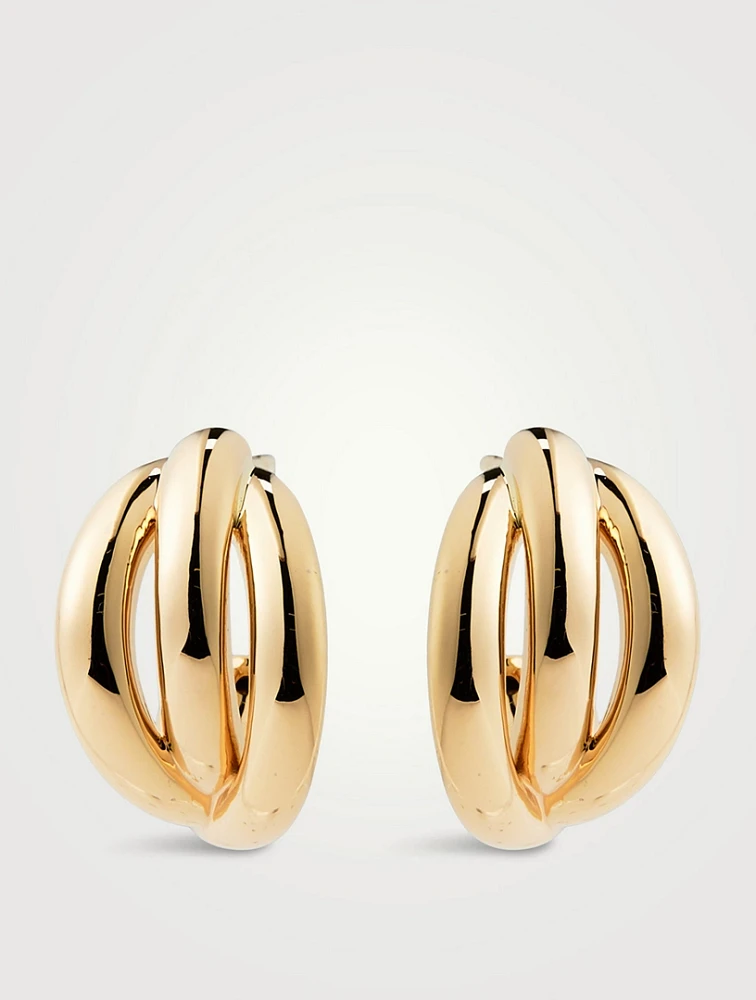 14K Gold Knot Huggie Earrings