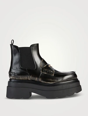 Carter Leather Platform Loafer Boots