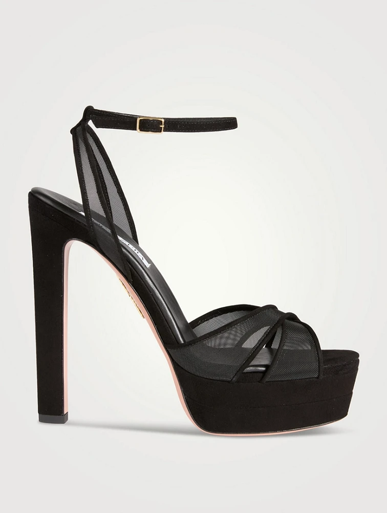 Divine Suede And Mesh Platform Sandals