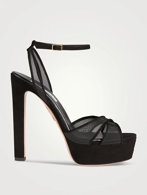 Divine Suede And Mesh Platform Sandals