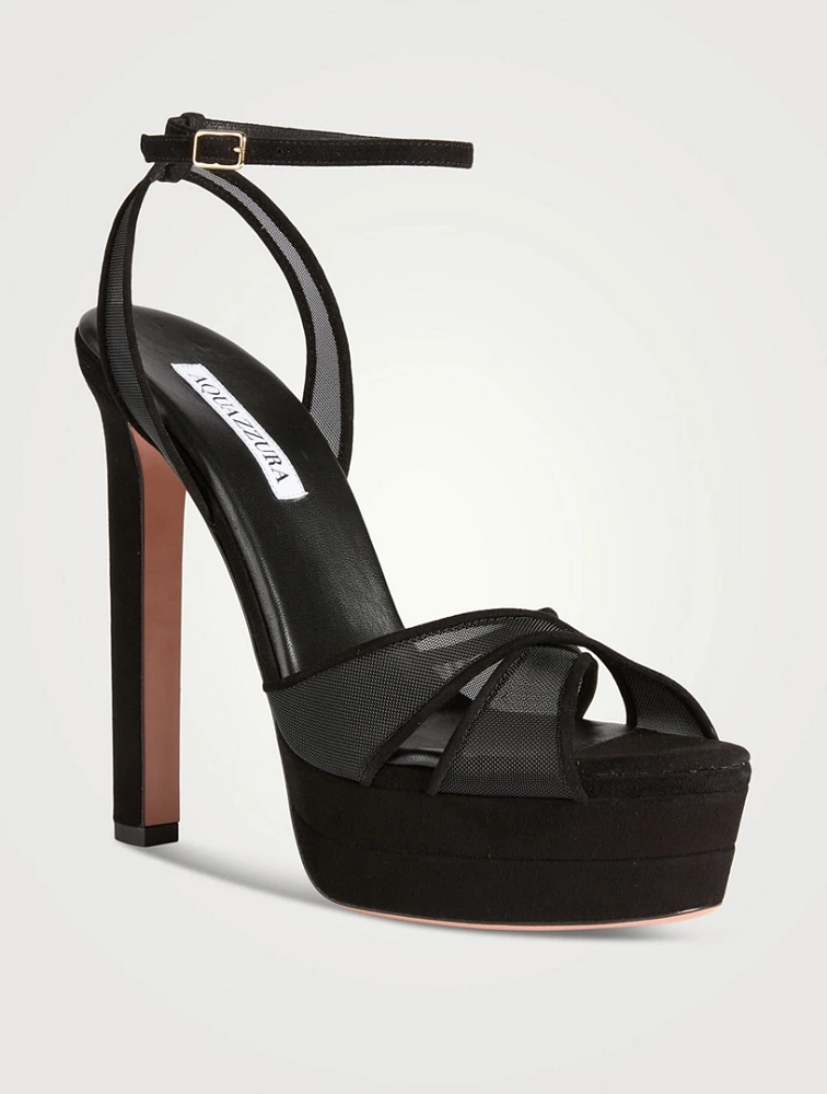 Divine Suede And Mesh Platform Sandals