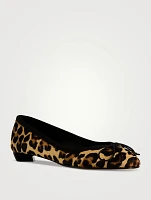 Armadillo Calf Hair Ballet Flats Leopard Print