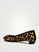 Armadillo Calf Hair Ballet Flats Leopard Print