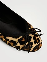 Armadillo Calf Hair Ballet Flats Leopard Print