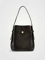 Belted Leather Bucket Bag