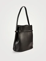Belted Leather Bucket Bag
