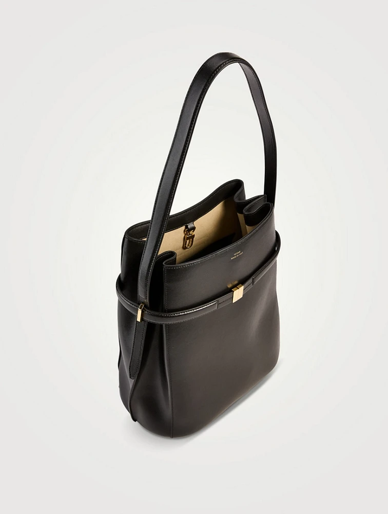 Belted Leather Bucket Bag