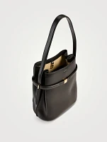 Belted Leather Bucket Bag