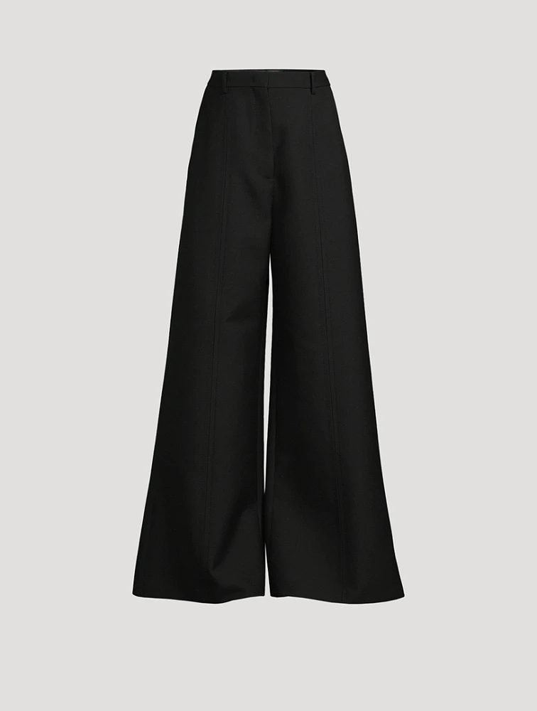 Double Compact Drill Wide-Leg Trousers