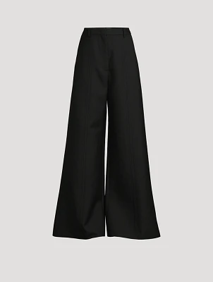 Double Compact Drill Wide-Leg Trousers
