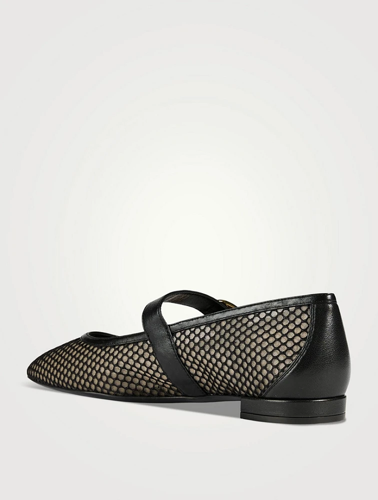 Arabella Mesh Mary Jane Ballet Flats