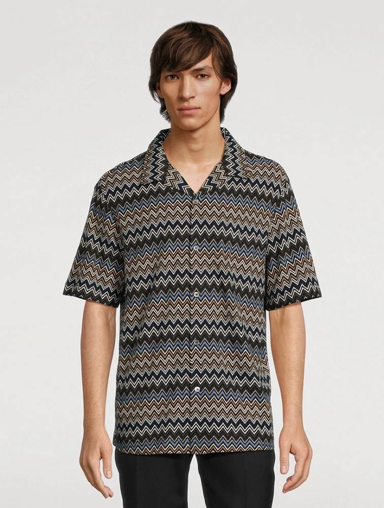 Camp Shirt Zig Zag Print
