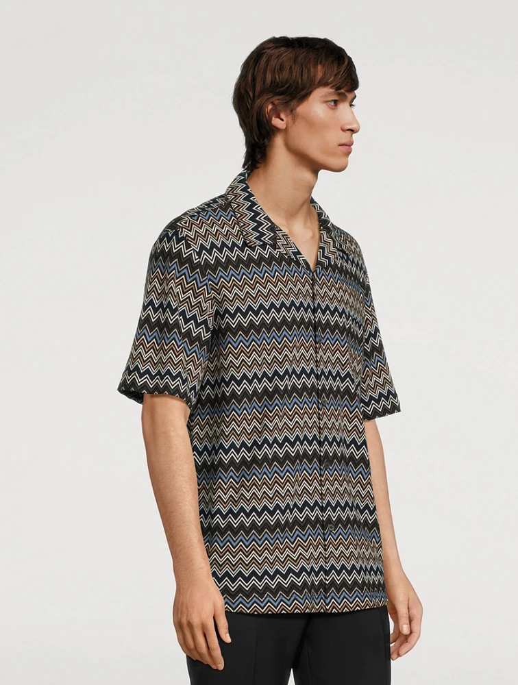 Camp Shirt Zig Zag Print