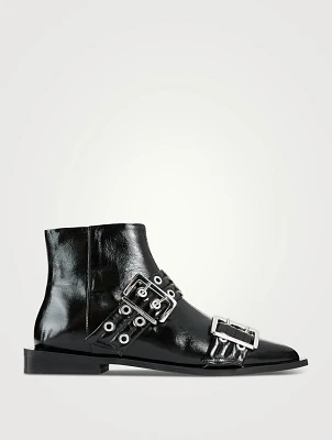 Buckle Patent Ankle Boots
