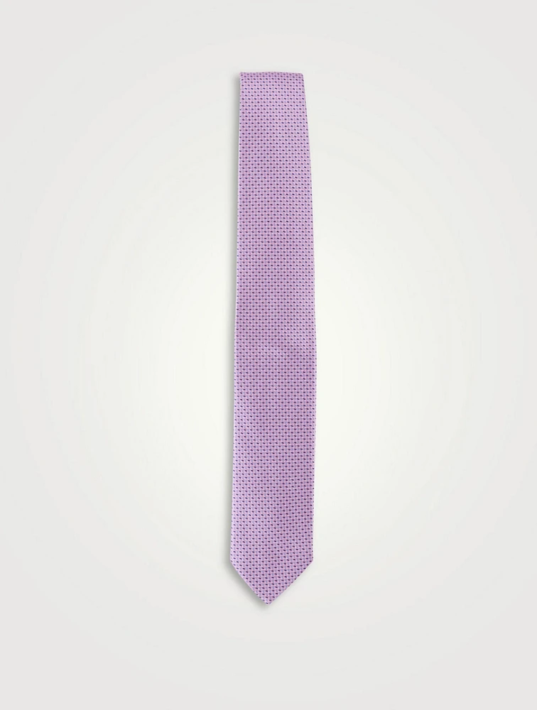 Silk Tie In Micro Geometric Print