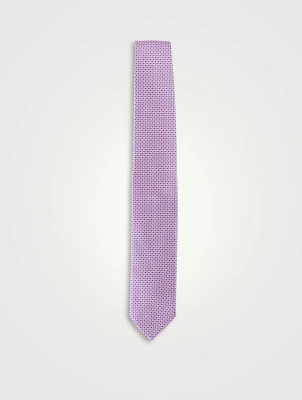 Silk Tie In Micro Geometric Print