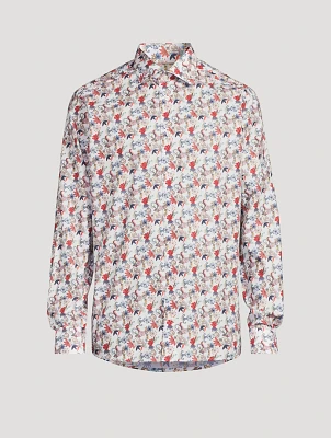 Slim-Fit Fine Twill Shirt Floral Print