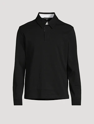 Brushed Pima Cotton Long-Sleeve Polo