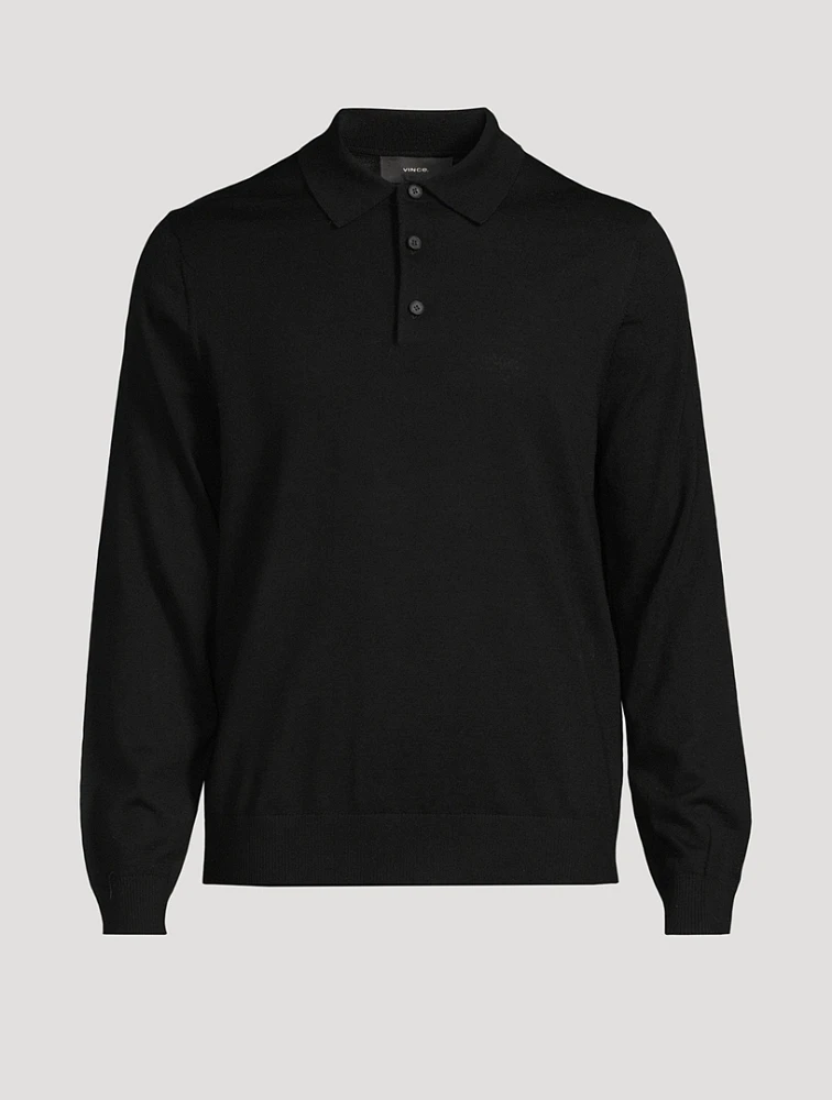 Wool Long-Sleeve Polo Sweater