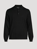 Wool Long-Sleeve Polo Sweater
