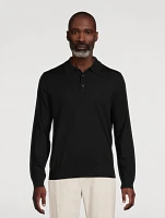 Wool Long-Sleeve Polo Sweater