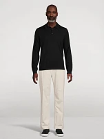 Wool Long-Sleeve Polo Sweater