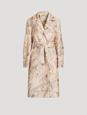 Belted Coat Floral Print