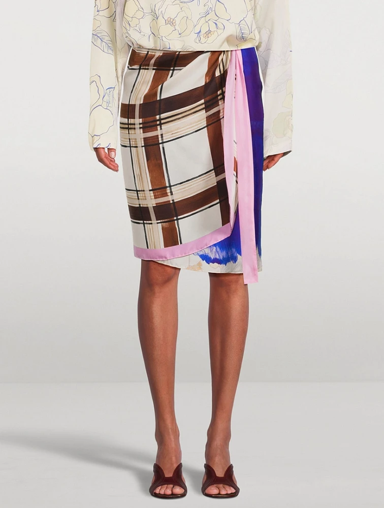 Knee-Length Wrap Scarf Skirt With Knotted Closure