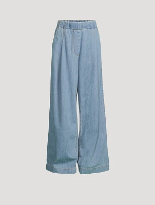 Wide-Leg Denim Pants