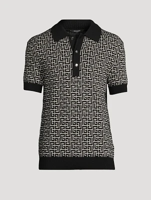 Monogram Wool And Linen Polo Shirt