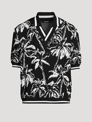 Palm Tree Knit Polo Shirt