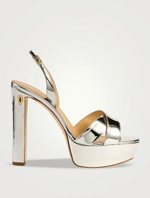 Leonardo Metallic Leather Platform Sandals
