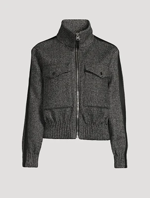 Patty Herringbone Bomber Jacket