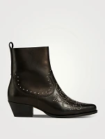 Cameron Embellished Leather Western Ankle Boots