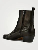 Cameron Embellished Leather Western Ankle Boots