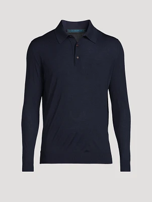 Wool Long-Sleeve Polo