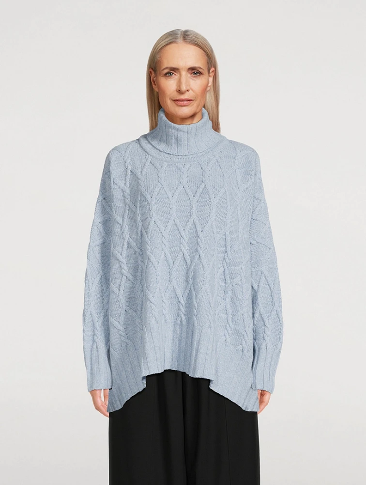 Trellis Cable-Knit Cashmere Turtleneck Sweater