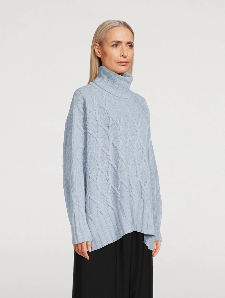 Trellis Cable-Knit Cashmere Turtleneck Sweater