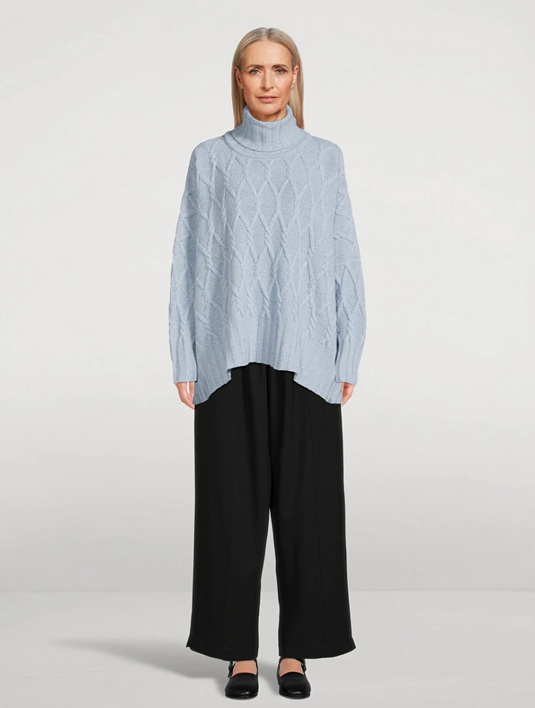 Trellis Cable-Knit Cashmere Turtleneck Sweater