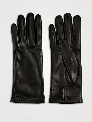 VLogo Short Leather Gloves
